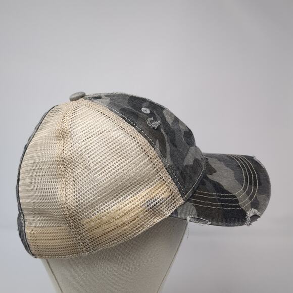 C.C Exclusives Strapback Trucker Hat Multi One Size Mesh Back Camo Ponytail - Picture 5 of 9